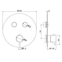 Newform X-STEEL 316 Наружная часть для термостатического смесителя, на 2 источника, переключение - кнопки (для 27751) цвет: PVD Brushed pale gold - Gidratop.ru изображение