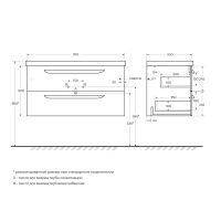ECO-CER База под раковину подвесная с двумя выкатными ящиками, Sapfiro, 970x450x500, ECO-CER-1000-2C-SO-SPF-P - Gidratop.ru изображение