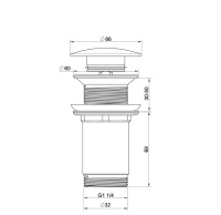 Донный клапан для раковины 1 1/4 WONZON & WOGHAND, Черный матовый (WW-88SS09-MB) - Gidratop.ru изображение