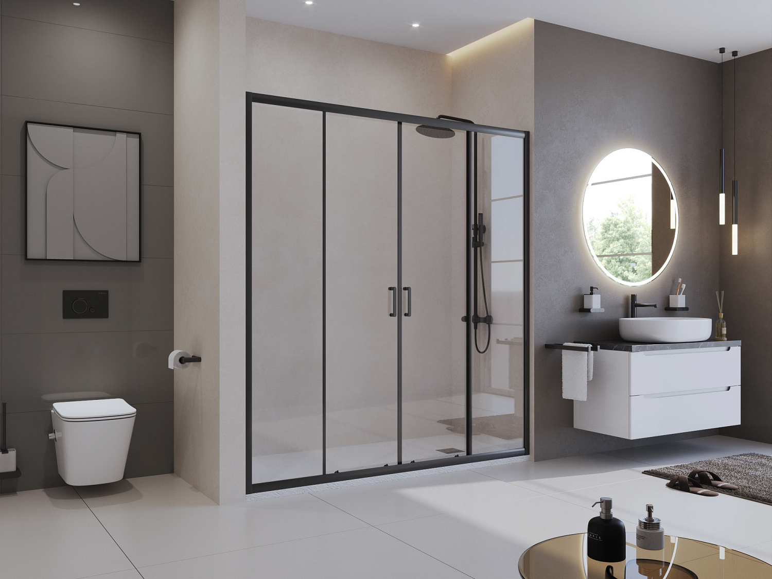 Душевой поддон из искусственного мрамора в комплекте с сифоном BelBagno UNO TRAY-MR-UNO-AH-160/90-35-W-CR