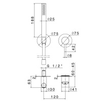Newform X-STEEL 316 Наружная часть встр. душ. смесителя, ручной душ, кронштейн, шланг 150 см, (для 27852) цвет:  PVD Brushed pale gold - Gidratop.ru изображение