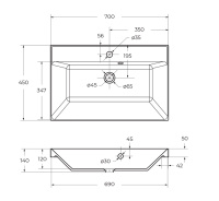 Раковина из искусственного камня, чёрная, 700x450x150, BB700/450-LV-ART-AST-NERO - Gidratop.ru изображение