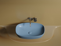 Умывальник чаша накладная овальная (цвет Голубой Матовый) Element 600x380x138мм - Gidratop.ru изображение