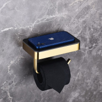 Бумагодержатель с полкой для телефона ABBER Westen AA1730G золото - Gidratop.ru изображение