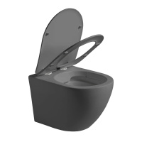 Унитаз подвесной Globo VT1-14SMA безободковый, цвет антрацит мат., ультратонкое сиденье soft-close - Gidratop.ru изображение