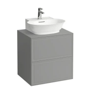 Тумба под раковину Laufen New Classic 57.5 х 45.5 х 60 см, 4.0600.4.085.627.1, подвесная, вырез посередине, серый - Gidratop.ru изображение
