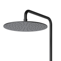 LEAF-CVDA-30-L-NOP Душевая стойка телескопическая, с изливом с верхним и ручным душем, верхний душ диаметр 230 мм АБС пластик, исполнение Чёрный матовый - Gidratop.ru изображение