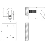 GESSI 316 TRAME смеситель для раковины настенный, электронный, излив 146 мм., внешняя часть, цвет Steel Brushed - Gidratop.ru изображение