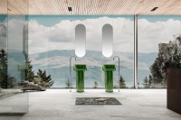 Раковина отдельностоящая прозрачная ABBER Kristall AT2702Emerald-H зеленая - Gidratop.ru изображение