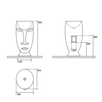 Раковина 45x51x94.5 см, без отв., свободностоящая "MOLOCO", слив в стену, цвет: белый/серебро - Gidratop.ru изображение