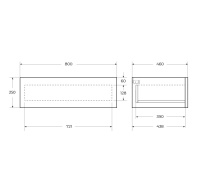 CADRO База под металлический каркас подвесная с одним выкатным ящиком c механизмами PUSH (BLUM) и функцией плавного закрывания, без верхней крышки, Bianco Ghiaccio, 800x460x250, CADRO-80-1C-SO-BG-BLUM - Gidratop.ru изображение