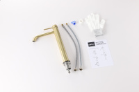 Смеситель ABBER Wasser Kreis 316 AF8111BG-L для накладной раковины, золото брашированное - Gidratop.ru изображение