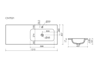 Раковина накладная мебельная CERAMICANOVA Grace прямоугольная 1210x457x137 с чашей справа и отверстием под смеситель цвет белый CN7021 - Gidratop.ru изображение