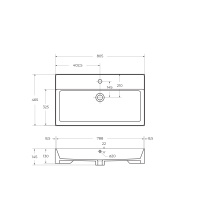 CEZARES раковина керамическая 800x465, CZR-MIL-80-LVB - Gidratop.ru изображение