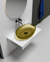 Раковина накладная прозрачная ABBER Kristall AT2801Vesuvian оливковая - Gidratop.ru изображение