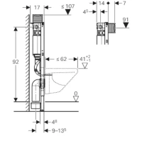 Инсталляция Geberit Omega 12 111.030.00.1 для подвесного унитаза, низкая - Gidratop.ru изображение