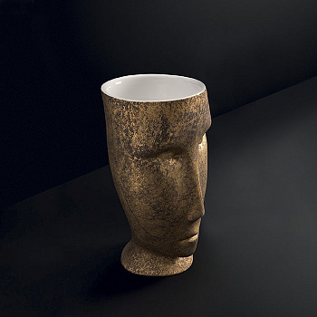 Раковина 45х51х94.5 см, без отв., свободностоящая "MOLOCO", слив в стену, цвет: белый/античное золото