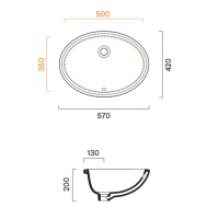Catalano Italy Раковина 57*42см встраиваемая под столешницу с переливом, цвет белый глянцевый - Gidratop.ru изображение