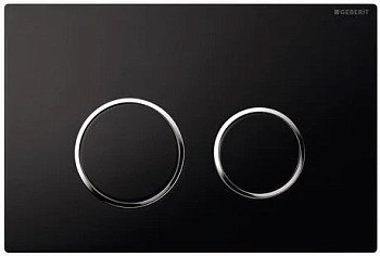 Клавиша Geberit Sigma Type 20 115.778.KM.1, рамка и кнопки: черные, обод: хром глянцевый, двойной смыв