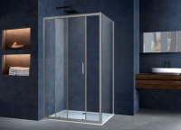 Душевой уголок Alpha VSR-3AL8014CLGM, 1400*800, вороненая сталь, стекло прозрачное - Gidratop.ru изображение