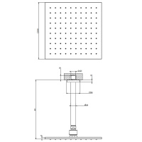 GESSI Rilievo потолочная верхний душ шарнирная 250x250 мм на 1/2, цвет: nero XL - Gidratop.ru изображение