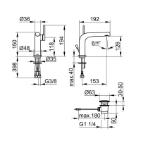 Смеситель Keuco Edition 400 51504030002 для раковины, с донным клапаном, цвет бронза шлифованная - Gidratop.ru изображение