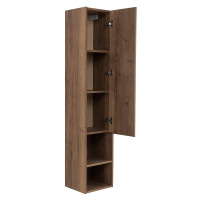 KRAFT Шкаф подвесной с одной распашной дверцей с доводчиками и одной открытой полкой, правосторонний, Rovere Tabacco, 330x300x1600, KRAFT-1600-1A-SC-RT-R - Gidratop.ru изображение