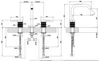 GESSI 316 смеситель для раковины на 3 отверстия, без донного клапана, излив 156мм, h=201мм, цвет: steel brushed - Gidratop.ru изображение