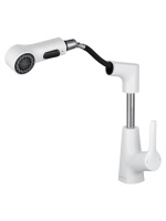 Смеситель для раковины с выдвижным изливом WONZON & WOGHAND, Белый матовый (WW-121B108-MW) - Gidratop.ru изображение