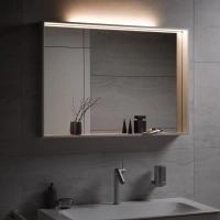 Зеркало Keuco Plan 33098293000, 100 см, с подсветкой и подогревом, лакированный алюминий, инокс - Gidratop.ru изображение