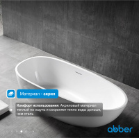 Акриловая ванна ABBER AB9356-1.5 белая - Gidratop.ru изображение