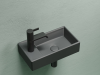 Умывальник подвесной прямоугольный (чаша справа, отверстие под смеситель слева) цвет темный антрацит матовый Element 407x217x100 - Gidratop.ru изображение