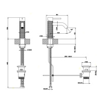 GESSI 316 смеситель для раковины на 1 отверстие с донным клапаном, излив 123мм, цвет: steel brushed - Gidratop.ru изображение