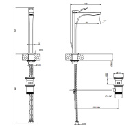 GESSI Rilievo смеситель для раковины на 1 отв. с донным клапаном  h=297мм, излив 154мм , цвет: nero XL - Gidratop.ru изображение