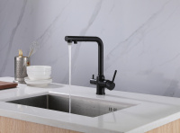 Смеситель ABBER Emotion AF8814B для кухни с подключением фильтра и выдвижной лейкой, черный матовый - Gidratop.ru изображение