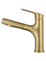 Смеситель для раковины с выдвижным изливом WONZON & WOGHAND, Брашированное золото (WW-AE4151-BG) - Gidratop.ru изображение