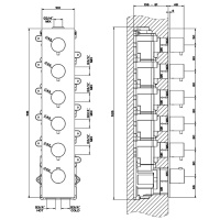 GESSI 316 встраиваемый термостатический смеситель на 5 источников, резьба 3/4 (внешние части), цвет: brushed black metal pvd - Gidratop.ru изображение