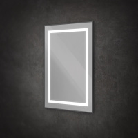 Зеркало в алюминиевой раме со встроенным светильником и сенсорным выключателем по периметру рамы, SPC-KRAFT-500-800-SENS-NERO, 500x800x32 мм - Gidratop.ru изображение