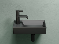 Умывальник подвесной прямоугольный (чаша справа, отверстие под смеситель слева) цвет темный антрацит матовый Element 407x217x100 - Gidratop.ru изображение