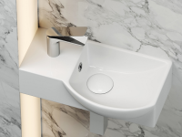 Умывальник подвесной прямоугольный  с крепежом (чаша справа, отверстие под смеситель слева) Element 400x220x120мм - Gidratop.ru изображение