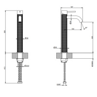 GESSI 316 смеситель для раковины на 1 отверстие, высокий, h=305мм, без донного клапана, излив 123мм, цвет: brushed black metal pvd - Gidratop.ru изображение