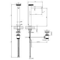 Gessi Anello смеситель для раковины высокий с длинным изливом, с донным клапаном, цвет: Black XL - Gidratop.ru изображение