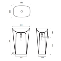 Catalano Green Раковина 55*38 отдельностоящая, с 1 отв,под смеситель, слив в стену, цвет белый глянцевый - Gidratop.ru изображение