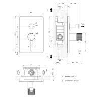 GESSI INCISO встраиваемый смеситель, на 2 источника с автоматическим переключателем (внешняя часть), цвет: nero XL - Gidratop.ru изображение