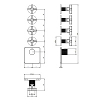 GESSI INCISO встраиваемый термостатический смеситель на 4 источника, резьба 3/4 (внешние части), цвет: хром - Gidratop.ru изображение
