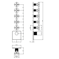 GESSI INCISO встраиваемый термостатический смеситель на 5 источников, резьба 3/4 (внешние части), цвет: золото - Gidratop.ru изображение
