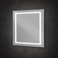 Зеркало в алюминиевой раме со встроенным светильником и сенсорным выключателем по периметру рамы, SPC-KRAFT-900-800-SENS-NERO, 900x800x32 мм - Gidratop.ru изображение