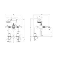 GESSI VENTI20 смеситель для установки на борт ванны на 2 отверстия, двухвентильный, с ручным душем и шлангом 1500 мм., цвет Finox Brushed Nickel - Gidratop.ru изображение