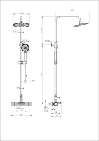 Душевая система с термостатом WONZON & WOGHAND Plate, Черный матовый (WW-C3017-A-MB) - Gidratop.ru изображение