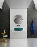 Раковина накладная прозрачная ABBER Kristall AT2801Aquamarin бирюзовая - Gidratop.ru изображение